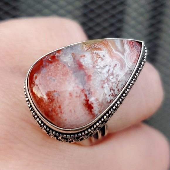 New Crazy Lace Agate 925 Silver Ring. - Picture 2 of 16